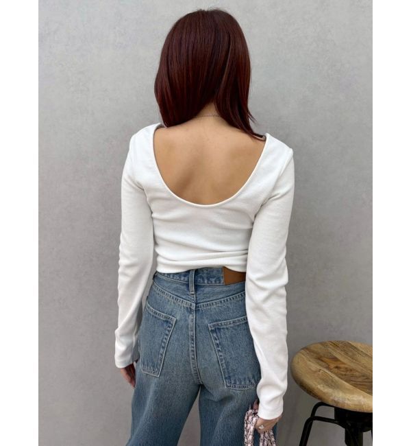 EVRIS「バックオープンショートリブトップス」|Tシャツ・カットソー|