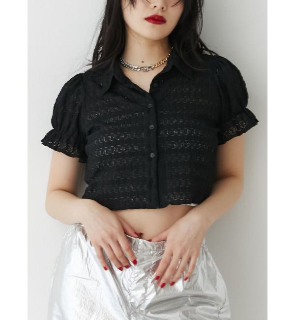 jouetie「レースパフスリーブブラウス」|シャツ・ブラウス|ブラック