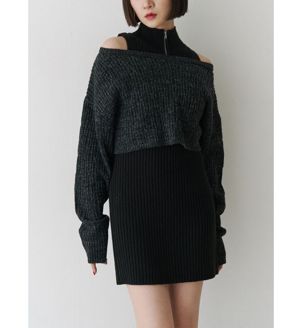 jouetie「レイヤードニットミニワンピース」|ワンピース|