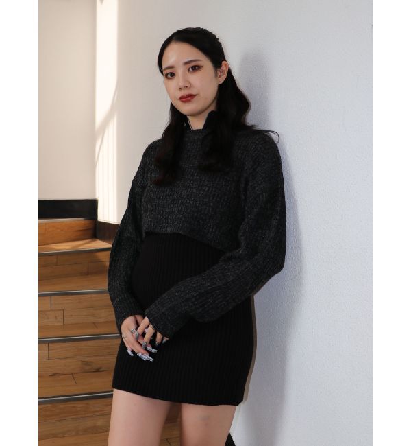 jouetie「レイヤードニットミニワンピース」|ワンピース|ブラック