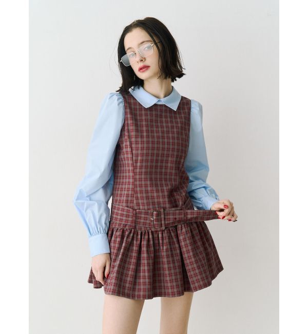 jouetie「シャツドッキングミニワンピース」|ワンピース|レッド