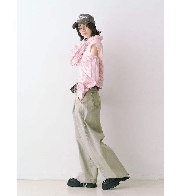 jouetie「カットアウトバイカラークロップドシャツ」|シャツ・ブラウス|