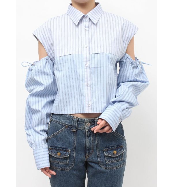 jouetie「カットアウトバイカラークロップドシャツ」|シャツ・ブラウス|