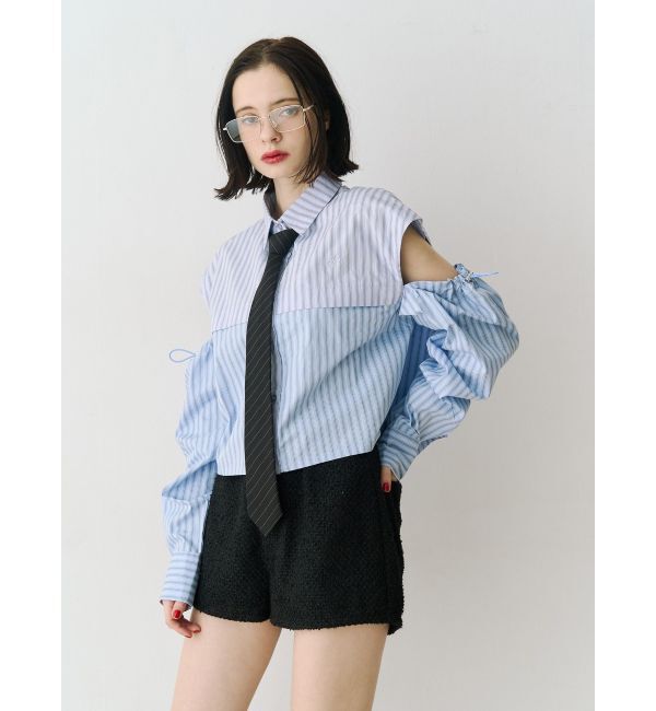 jouetie「カットアウトバイカラークロップドシャツ」|シャツ・ブラウス|