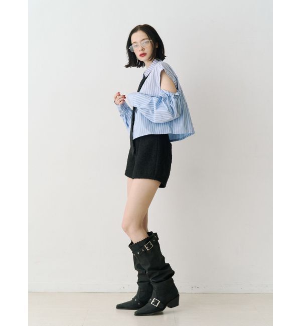 jouetie「カットアウトバイカラークロップドシャツ」|シャツ・ブラウス|