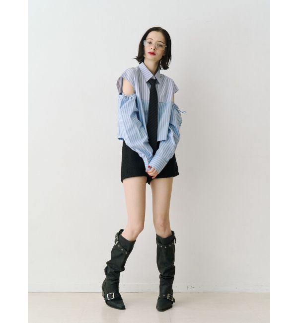 jouetie「カットアウトバイカラークロップドシャツ」|シャツ・ブラウス|