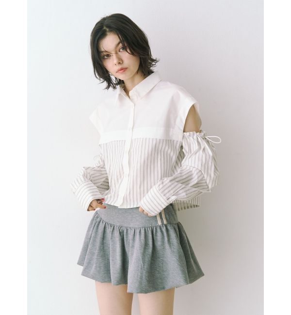 jouetie「カットアウトバイカラークロップドシャツ」|シャツ・ブラウス|