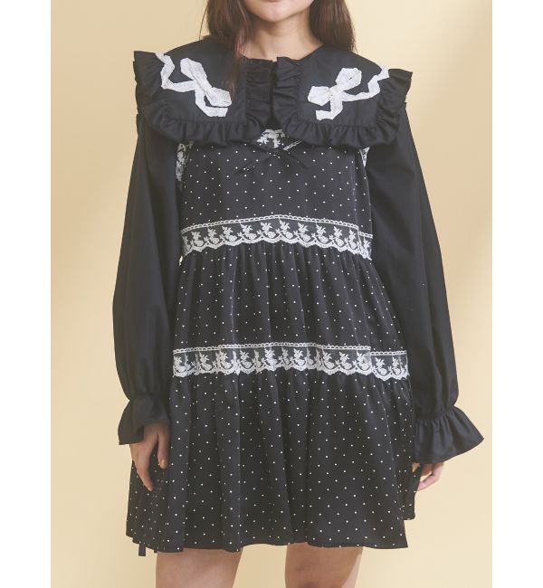 merry jenny「ribbonフリルカラーブラウス」|シャツ・ブラウス|ブラック