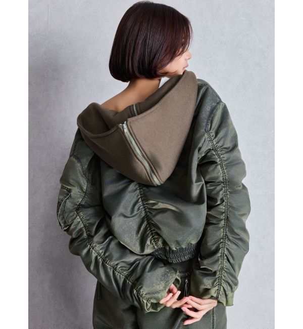 GYDA「pigment processed hoodieブルゾン」|ブルゾン・スタジャン|