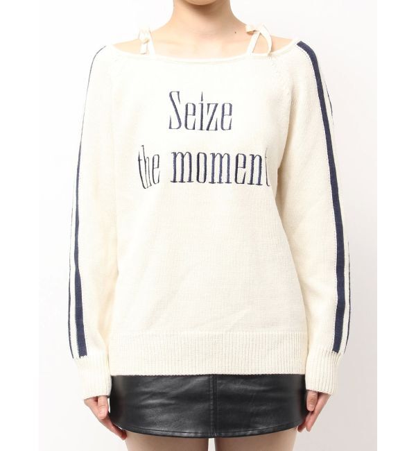 GYDA「Seize the momentオフショルリボンニットトップス」|ニット・セーター|