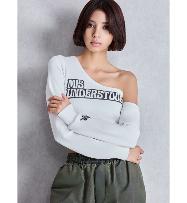 GYDA「MIS UNDERSTOODワンショルショートトップス」|Tシャツ・カットソー|