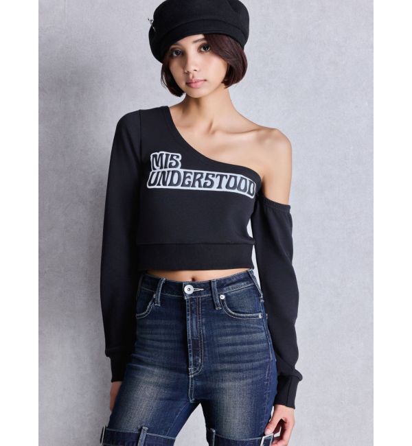 GYDA「MIS UNDERSTOODワンショルショートトップス」|Tシャツ・カットソー|