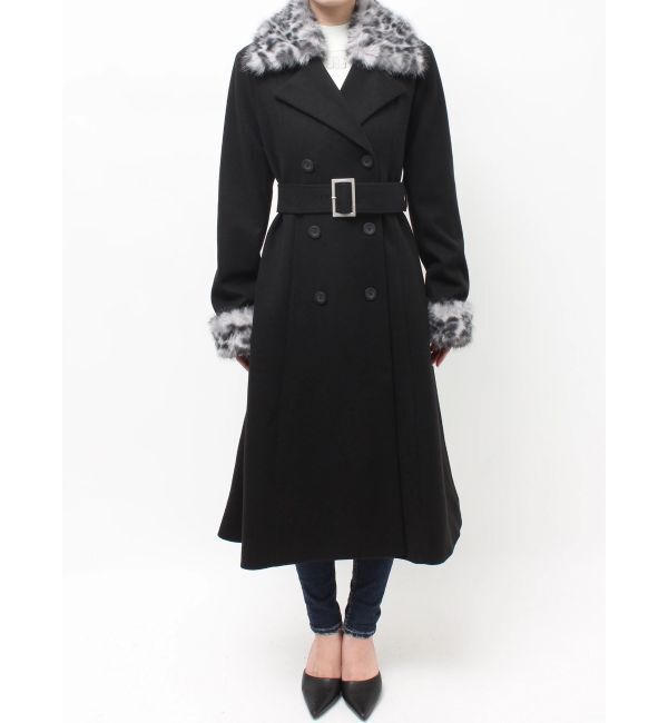 GYDA「ベルト付タイトエコファーロングコート」|チェスターコート|
