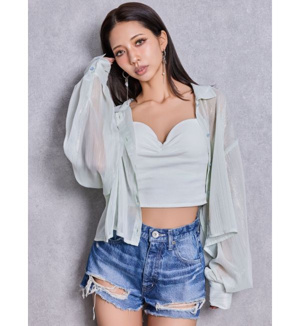 GYDA「ショルダーストラップリブベアビスチェ」|キャミソール|