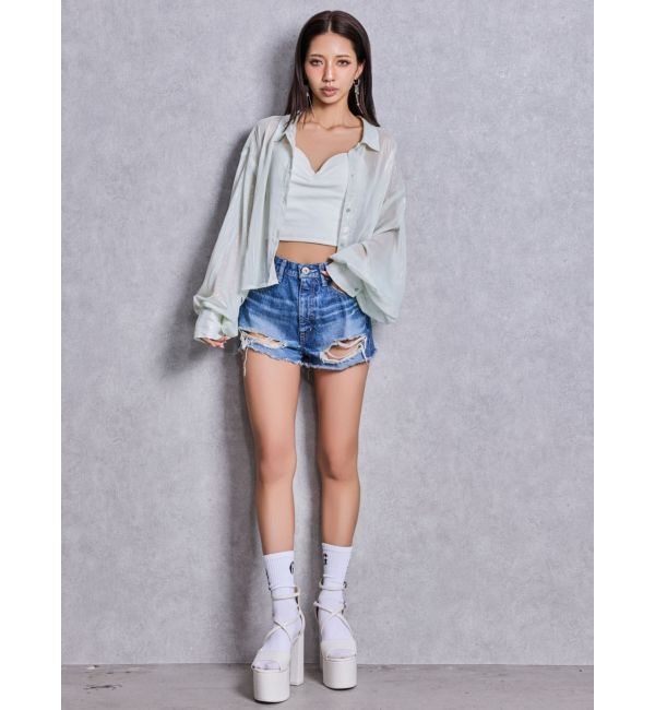 GYDA「ショルダーストラップリブベアビスチェ」|キャミソール|