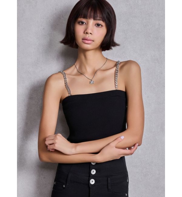 GYDA「chainストラップテレコビスチェ」|キャミソール|