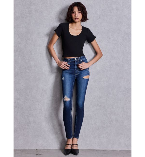 GYDA「ハイウエストSIDE RIPPED スキニーデニムパンツ」|デニム|