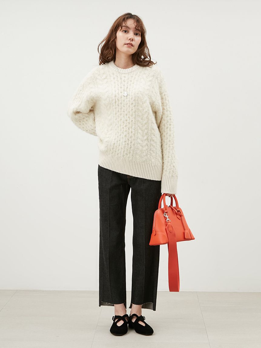 Mila Owen「裾段差テーパードデニムパンツ」|デニム|