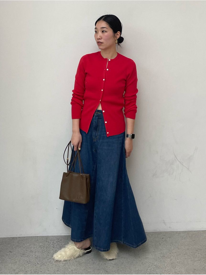 Mila Owen「後ろゴムマチデザインフレアデニムスカート【ウォッシャブル】」|スカート|