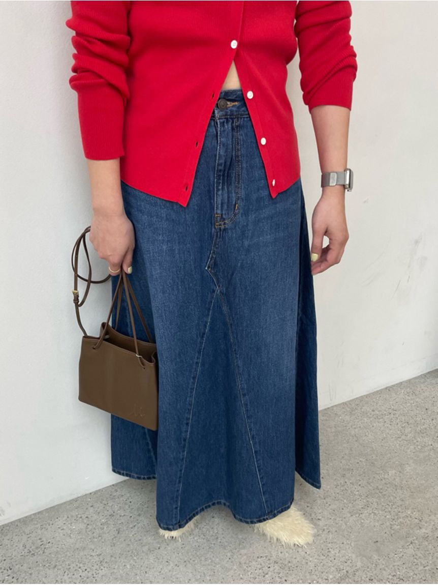 Mila Owen「後ろゴムマチデザインフレアデニムスカート【ウォッシャブル】」|スカート|