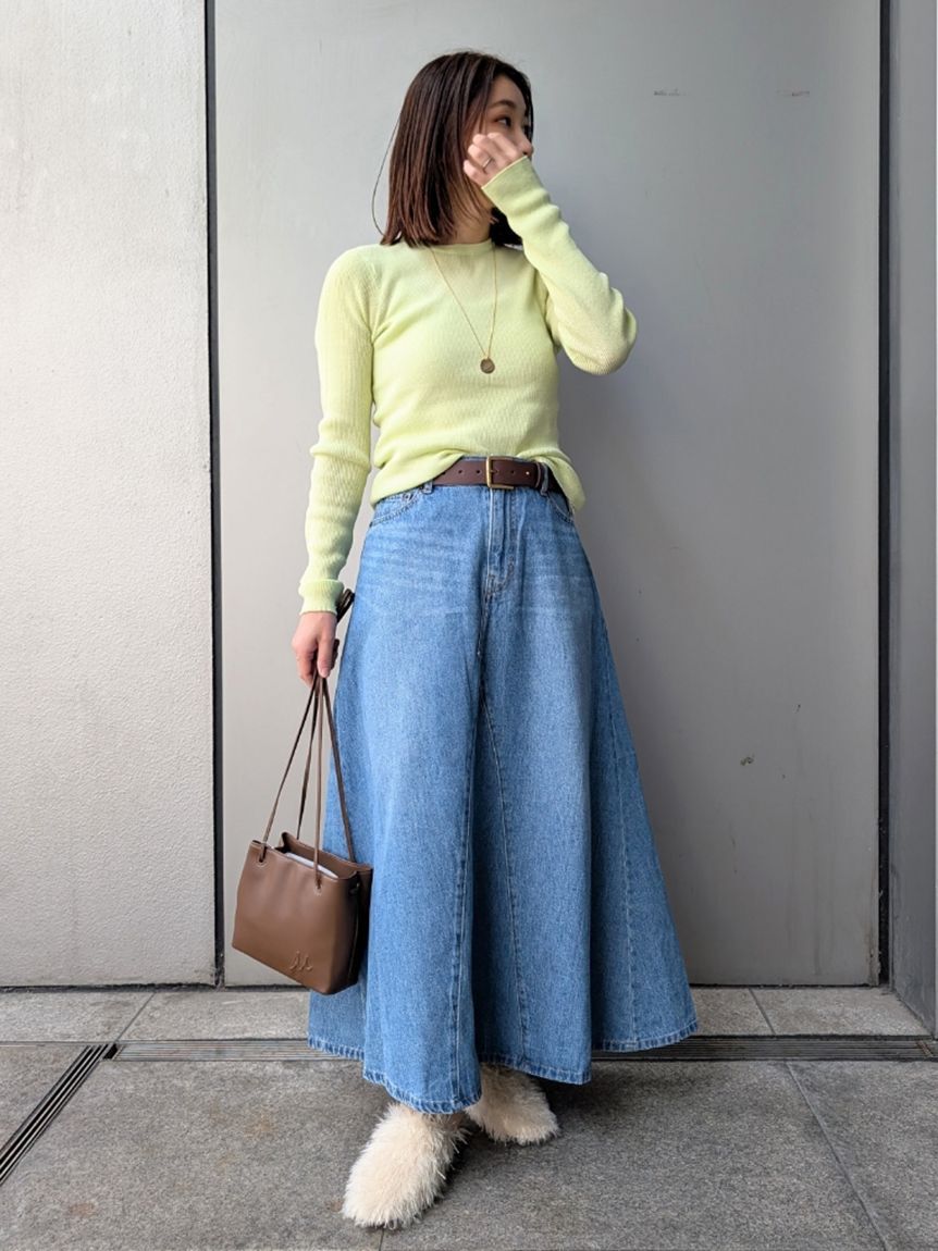 Mila Owen「後ろゴムマチデザインフレアデニムスカート【ウォッシャブル】」|スカート|