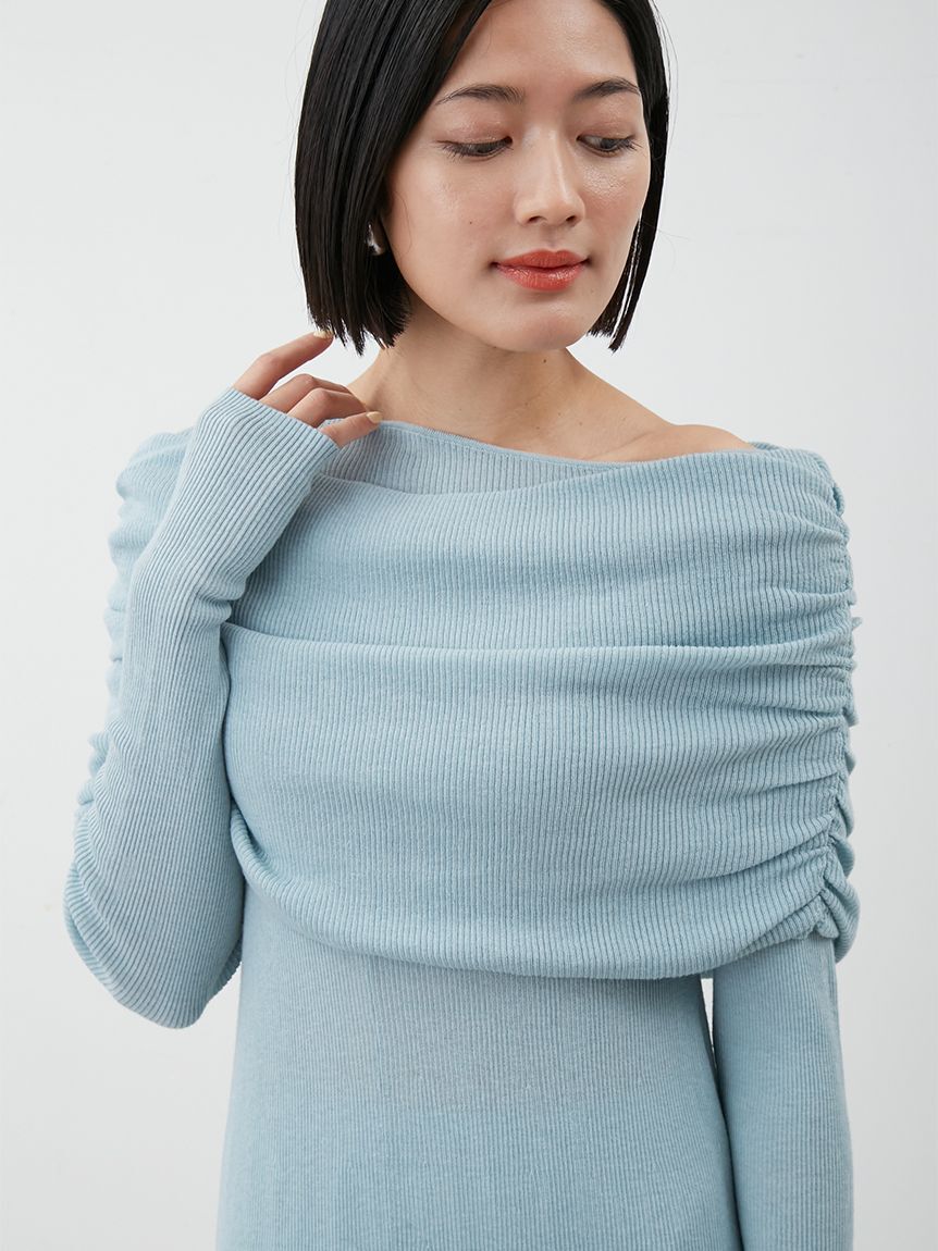 Mila Owen「【セットアイテム】2wayスヌードオフショルリブニットワンピース」|ワンピース|