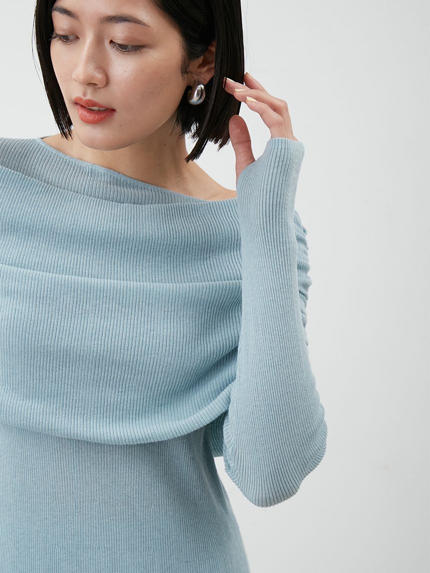 Mila Owen「【セットアイテム】2wayスヌードオフショルリブニットワンピース」|ワンピース|