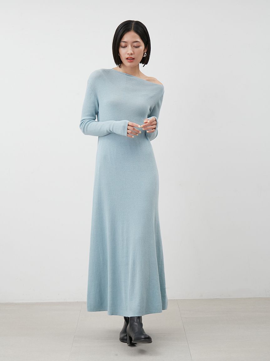 Mila Owen「【セットアイテム】2wayスヌードオフショルリブニットワンピース」|ワンピース|