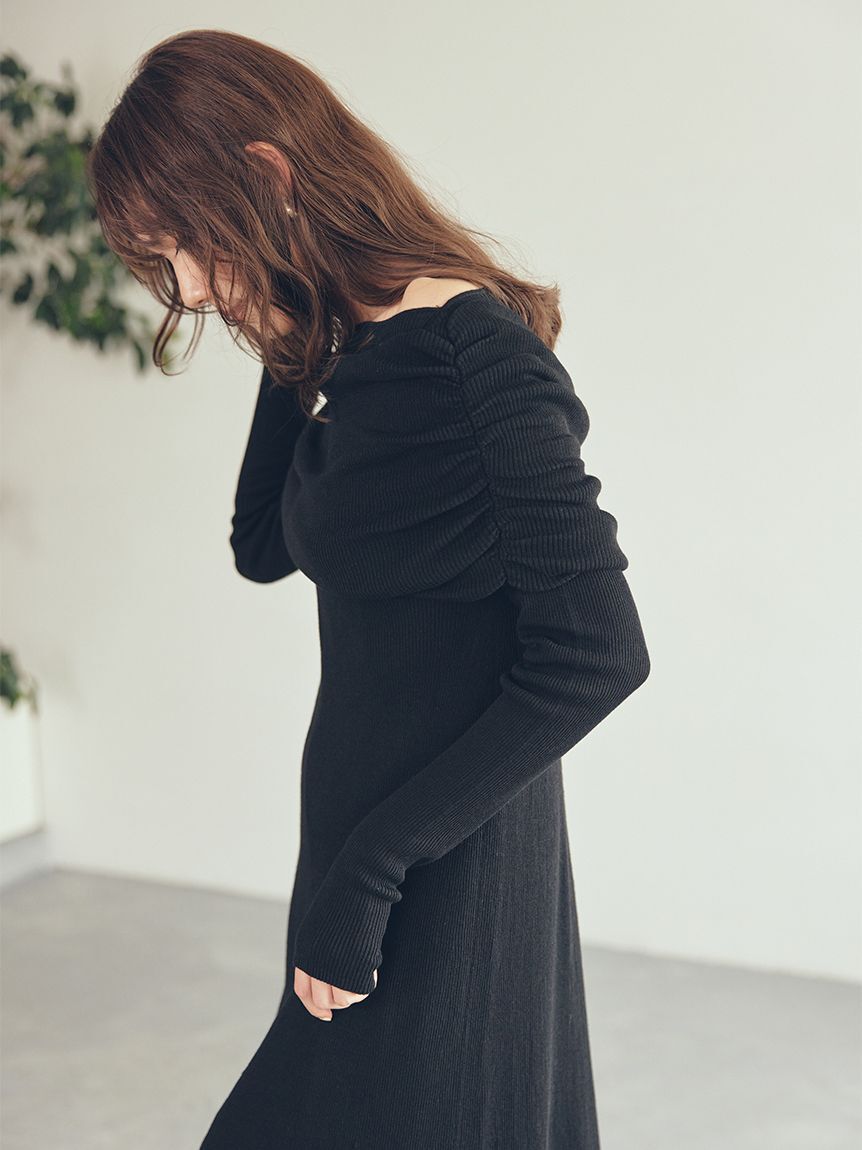 Mila Owen「【セットアイテム】2wayスヌードオフショルリブニットワンピース」|ワンピース|