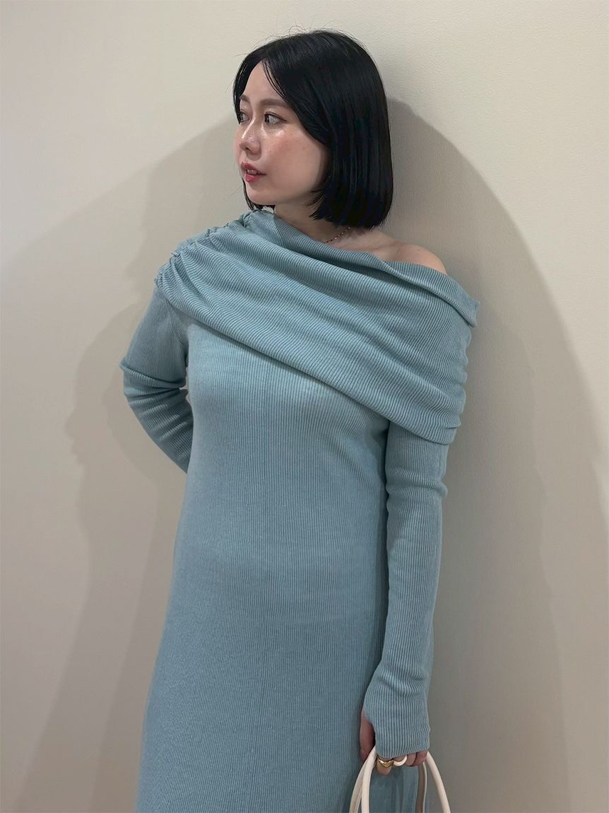 Mila Owen「【セットアイテム】2wayスヌードオフショルリブニットワンピース」|ワンピース|
