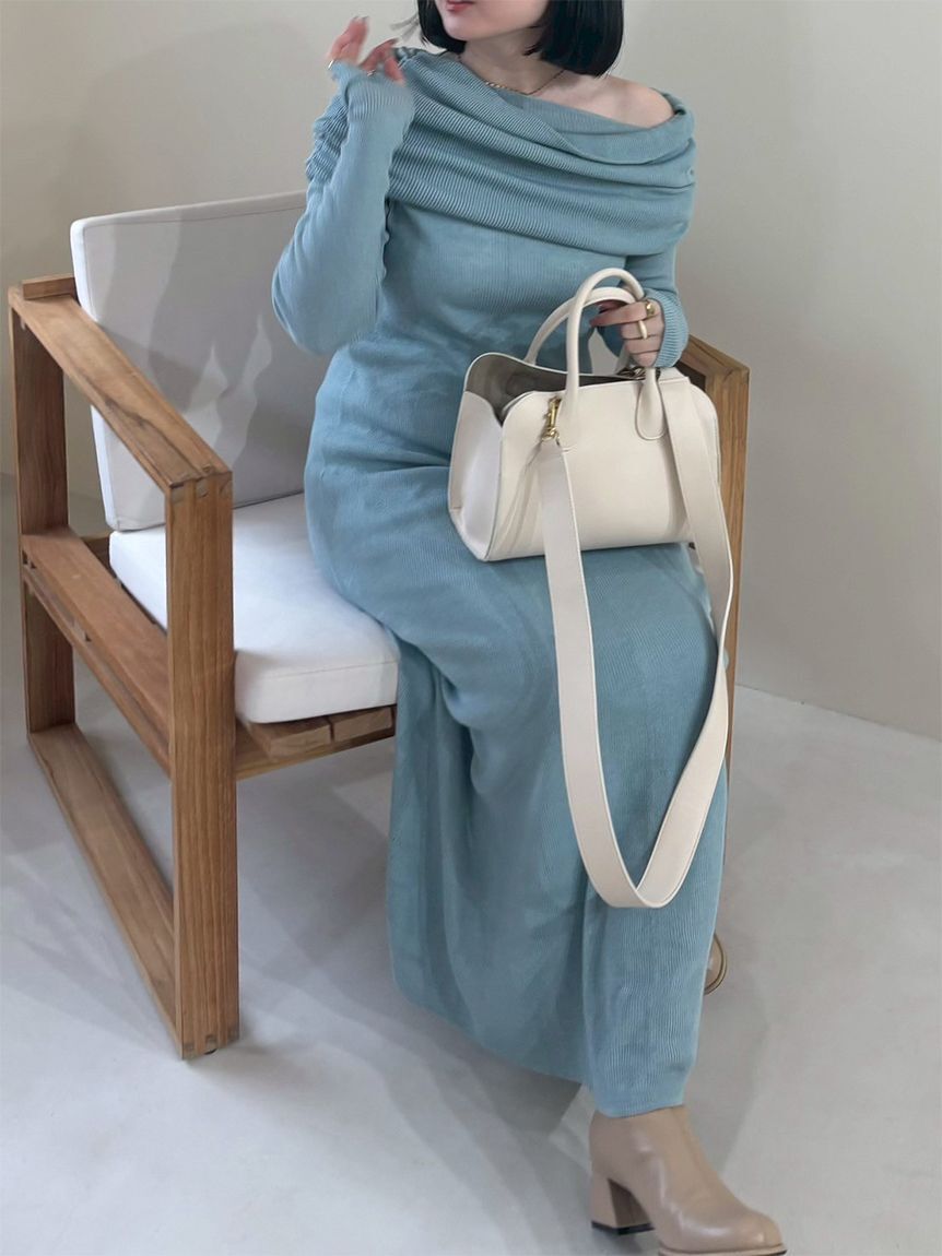 Mila Owen「【セットアイテム】2wayスヌードオフショルリブニットワンピース」|ワンピース|