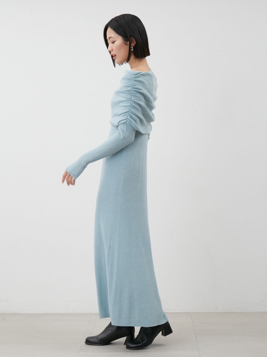 Mila Owen「【セットアイテム】2wayスヌードオフショルリブニットワンピース」|ワンピース|