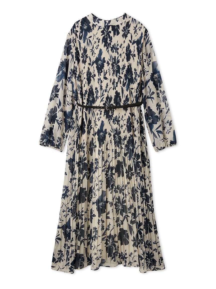 Mila Owen「プリーツ花柄ベルト付きワンピース」|ワンピース|