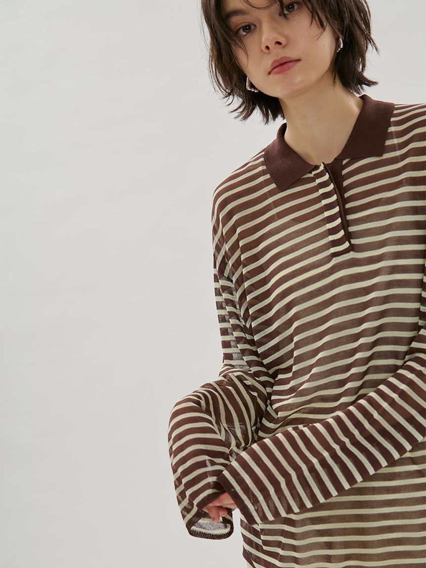 emmi atelier「シアーボーダーポロニット」|ニット・セーター|