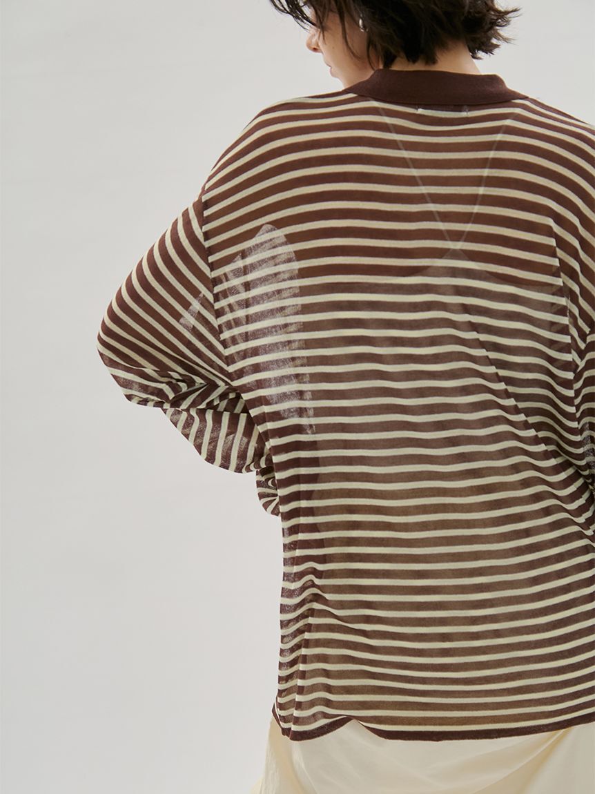 emmi atelier「シアーボーダーポロニット」|ニット・セーター|