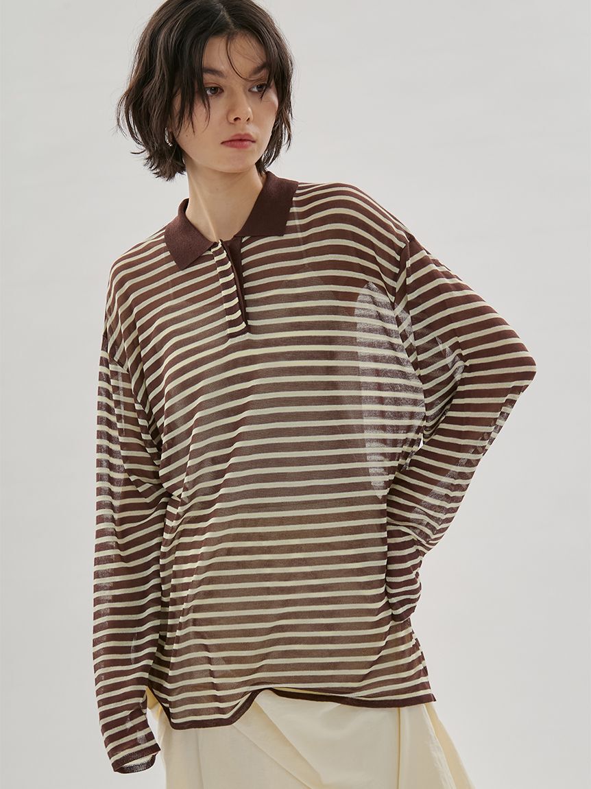 emmi atelier「シアーボーダーポロニット」|ニット・セーター|BRW