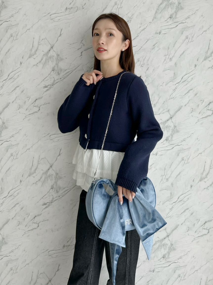 FURFUR「【WEB限定】クリスタルロゴベロアリボンバッグ」|トートバッグ|