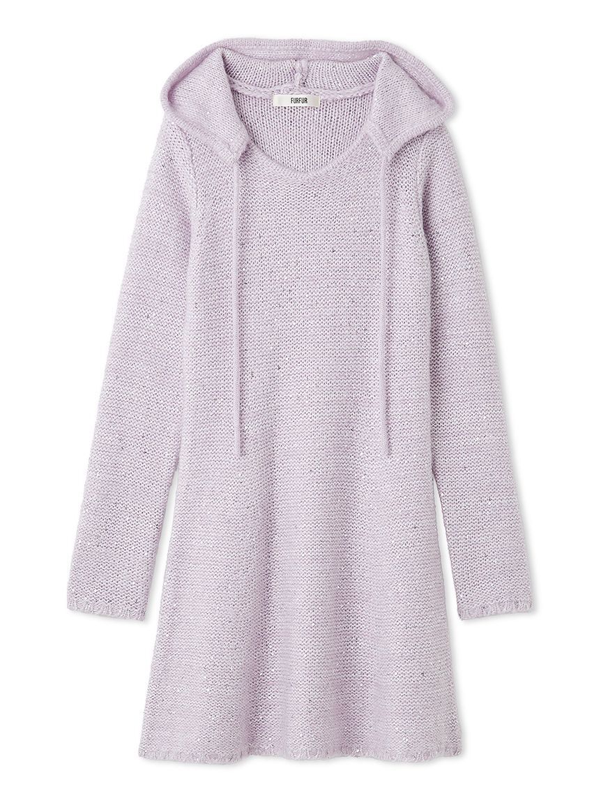 FURFUR「スパンコールニットフードワンピース」|ワンピース|