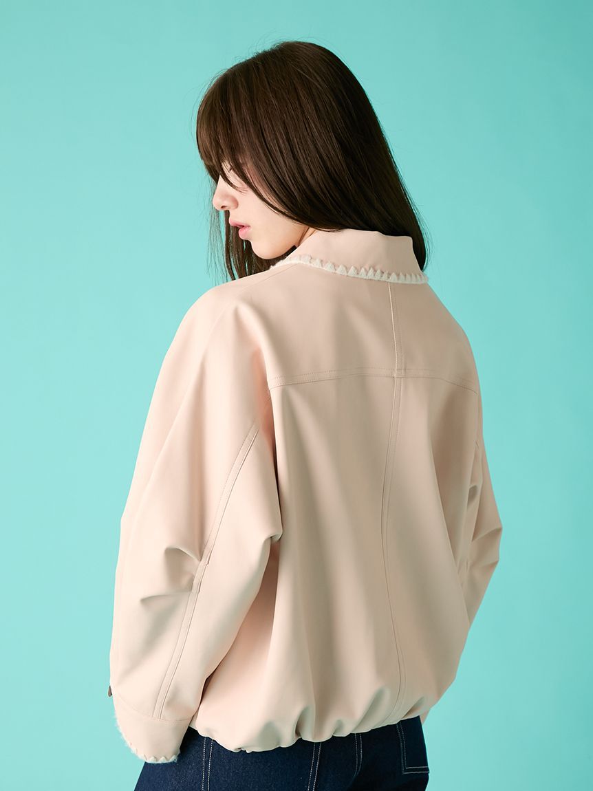 FURFUR「トリミング刺繍レザーライクブルゾン」|ブルゾン・スタジャン|