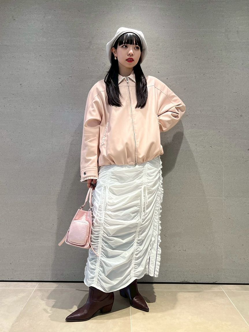 FURFUR「トリミング刺繍レザーライクブルゾン」|ブルゾン・スタジャン|