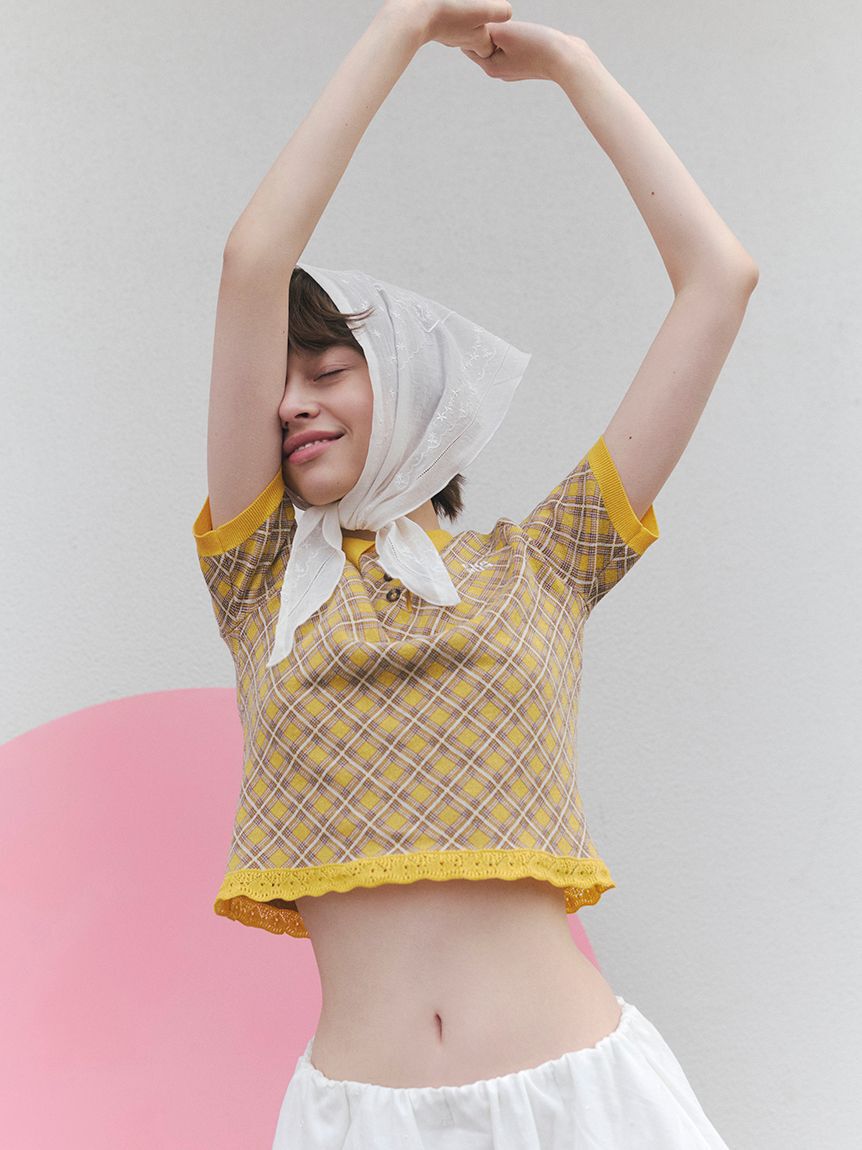 FURFUR「チェックジャガードニットポロ」|ニット・セーター|