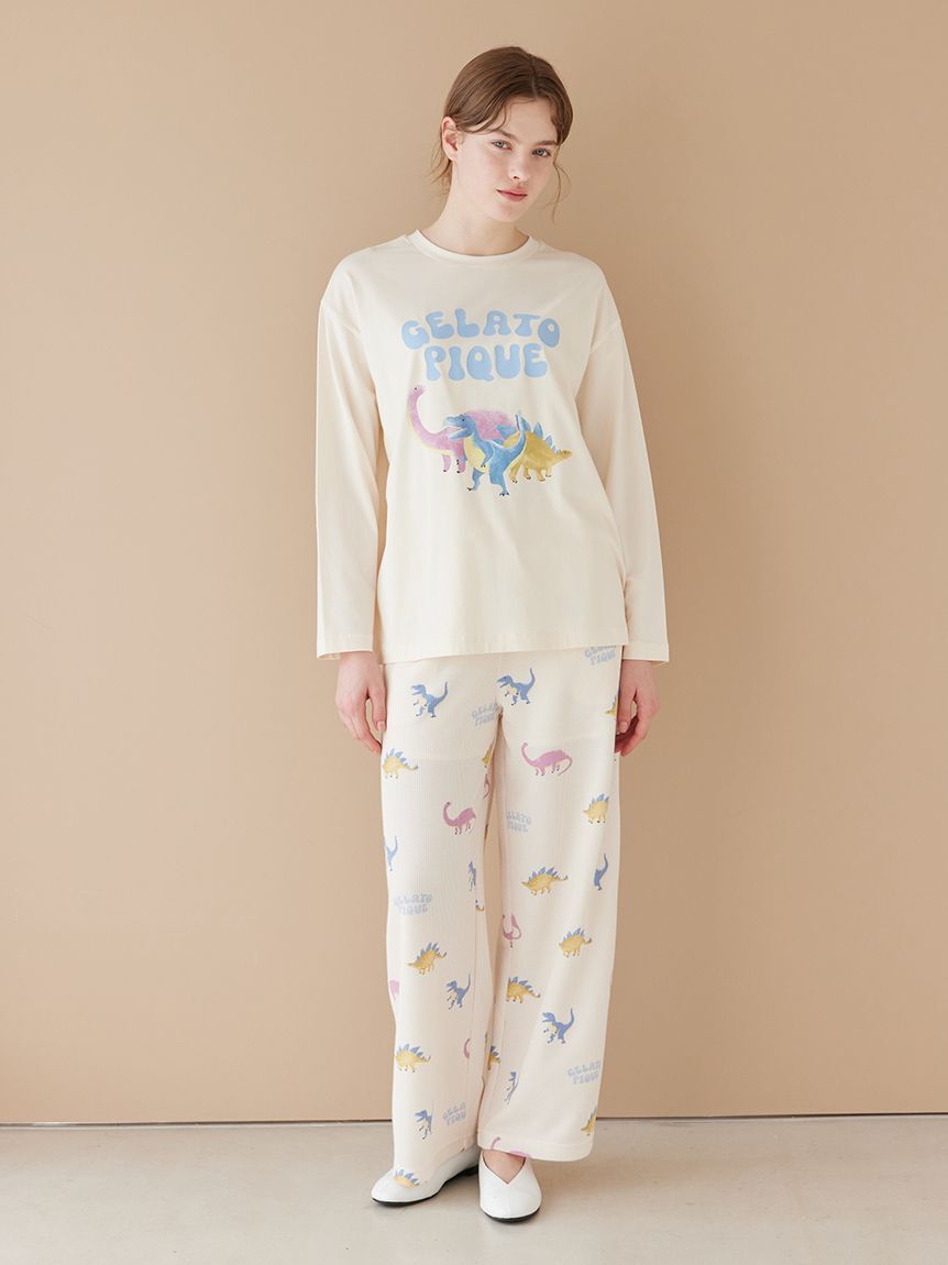 gelato pique「【ラッピング済み】エアリーモコダイナソージャガードプルオーバー&総柄ロングパンツSET」|ルームウェア|