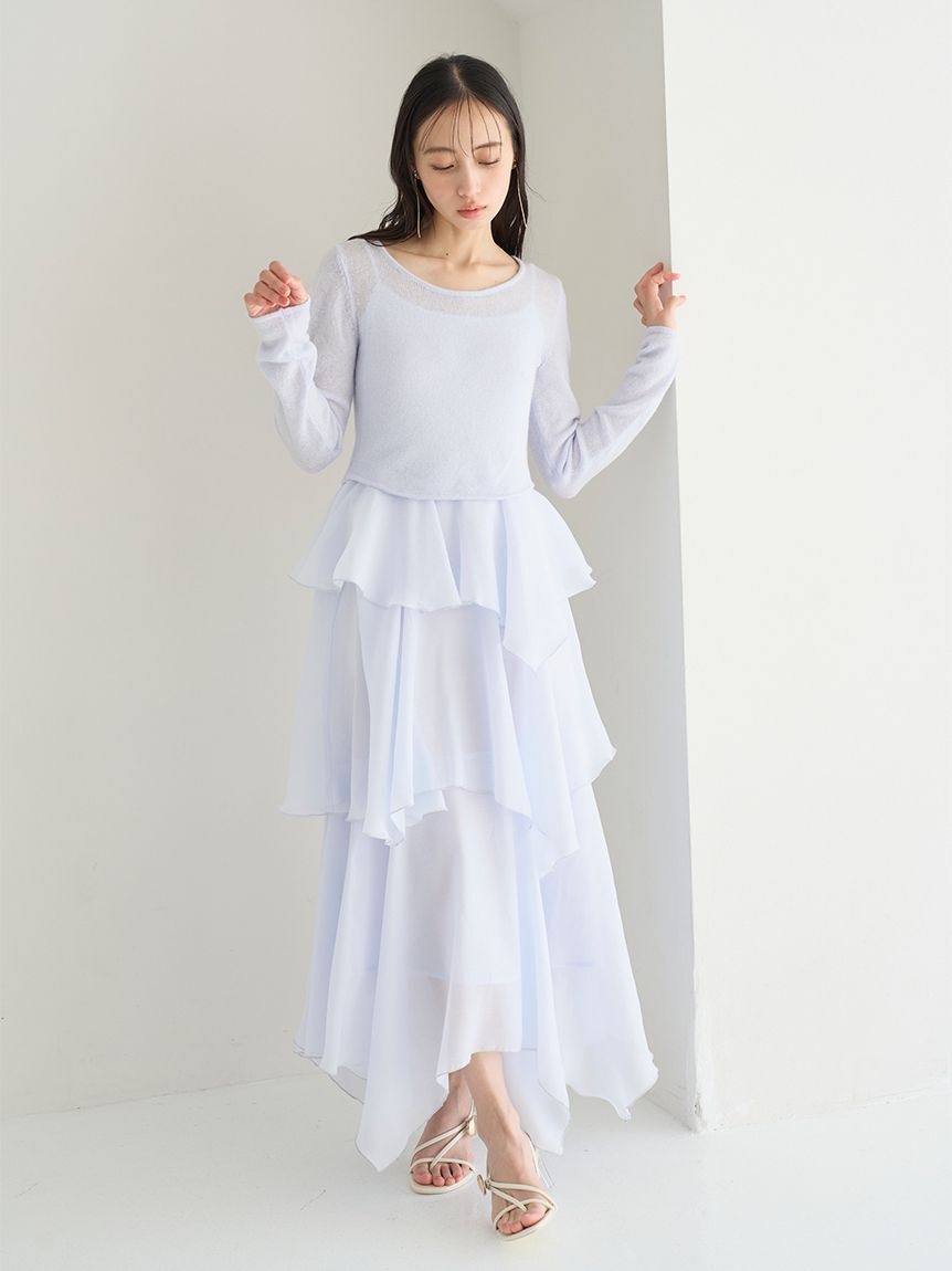 SNIDEL「シアーイレヘムニットコンビワンピース」|ワンピース|LBLU