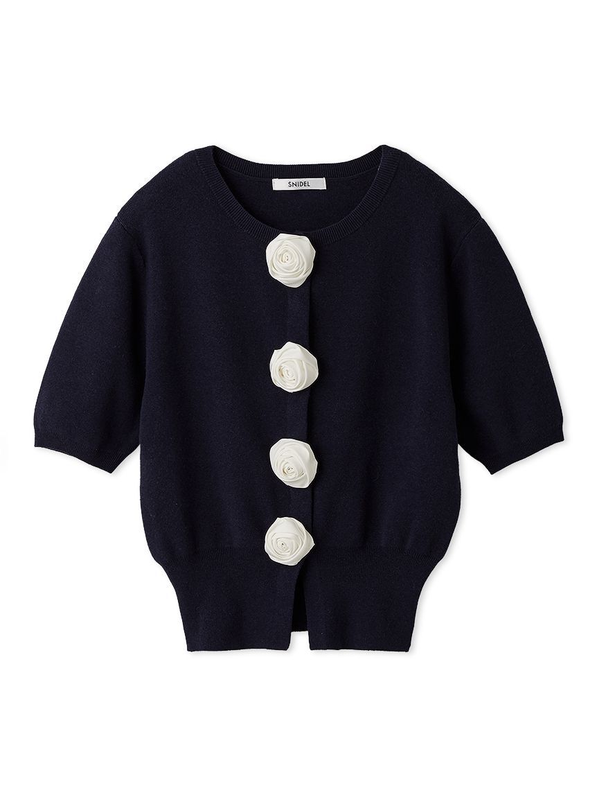 SNIDEL「【WEB限定/ROSE Collection】モチーフボタンニットカーディガン」|カーディガン|