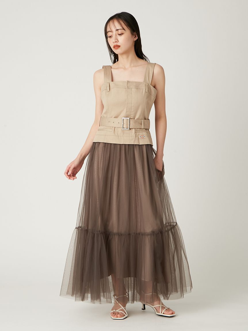 FRAY I.D「【FRAY I.D｜Dickies】チュールコンビジャンパードレス」|ドレス|