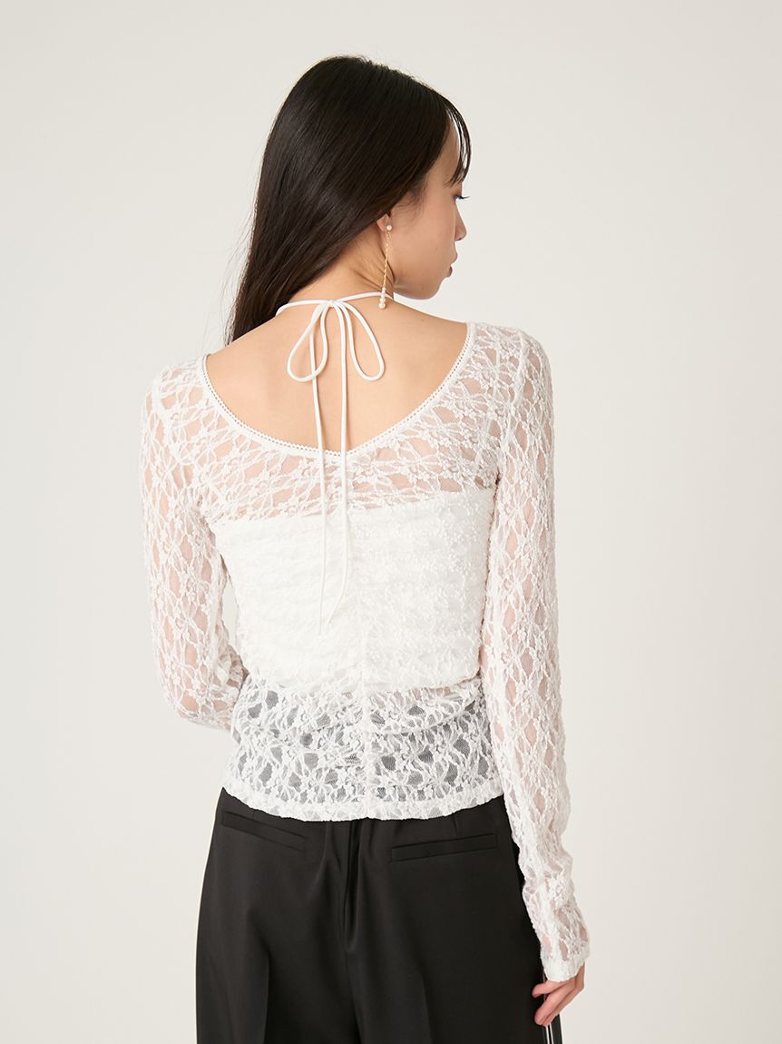 FRAY I.D「ドロストギャザーレーストップス」|Tシャツ・カットソー|