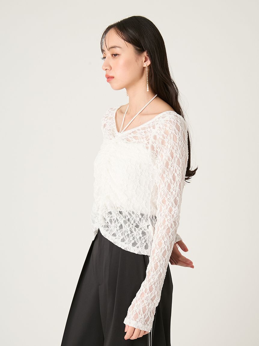 FRAY I.D「ドロストギャザーレーストップス」|Tシャツ・カットソー|