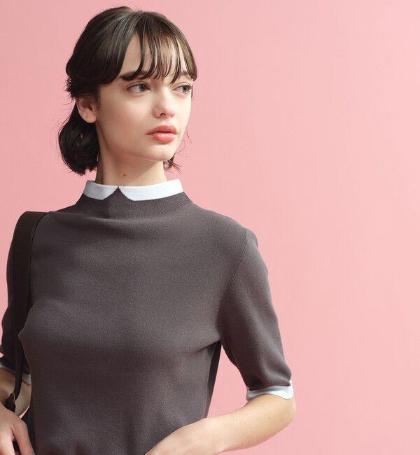 MACKINTOSH PHILOSOPHY「【2025年秋冬モデル】Cleric Collar Knit ハーフスリーブ」|ニット・セーター|チャコールグレー