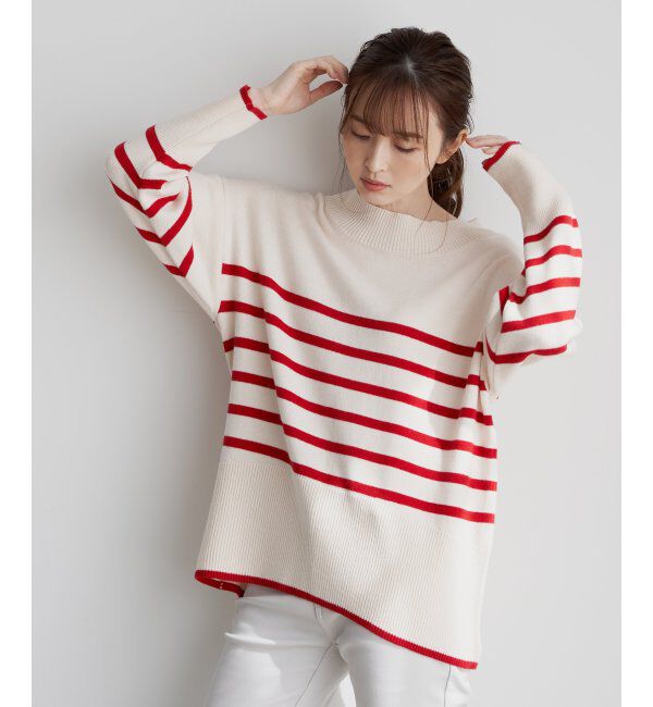 ikka「バックスリットボーダーニットプルオーバー」|ニット・セーター|