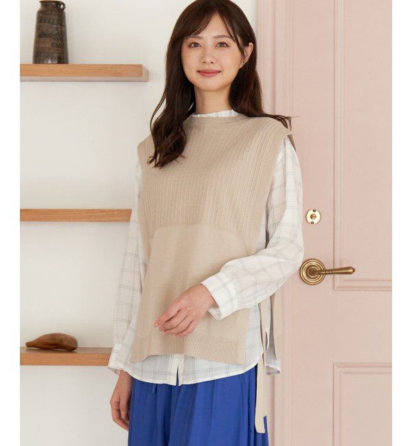 ikka「サイドリボンニットベスト」|ニット・セーター|